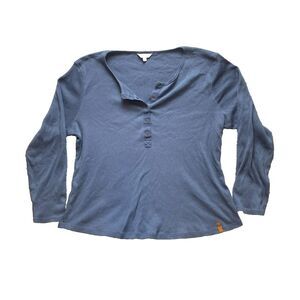 Frye And Co. Shirt Womens 2XL Slate‎ Blue Snaps Henley Casual Lightweight Ladies